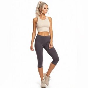 Alo Yoga Gray Capri Leggings S High Waisted Pilates Lounge